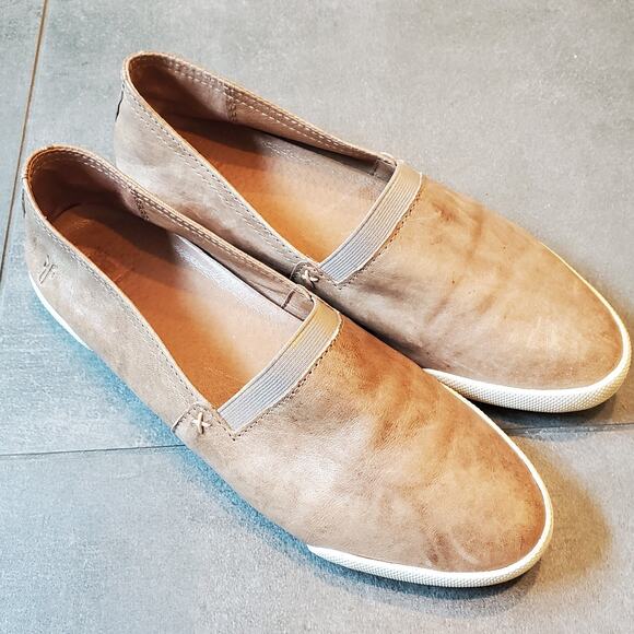 Frye Melanie Slip On Shoe Brown Vintage Leather Look Women Sneaker Shoe Size 8 - Picture 1 of 9